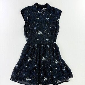 Star Wars Women's Black Galaxy Tie Fighter  Print Fit-and-Flare Dress